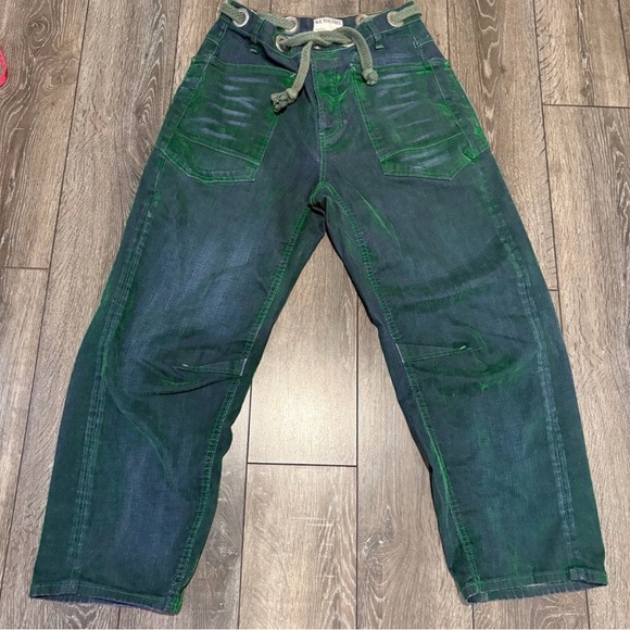 Free People We The Free Moxie Pull-On Barrel Jeans in Kelly Green - Picture 10 of 11